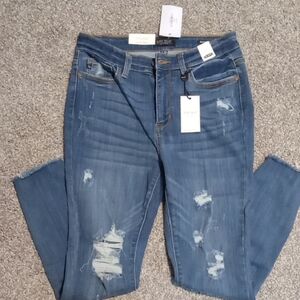 New Judy Blue Distressed Blue High Waist Skinny Jeans